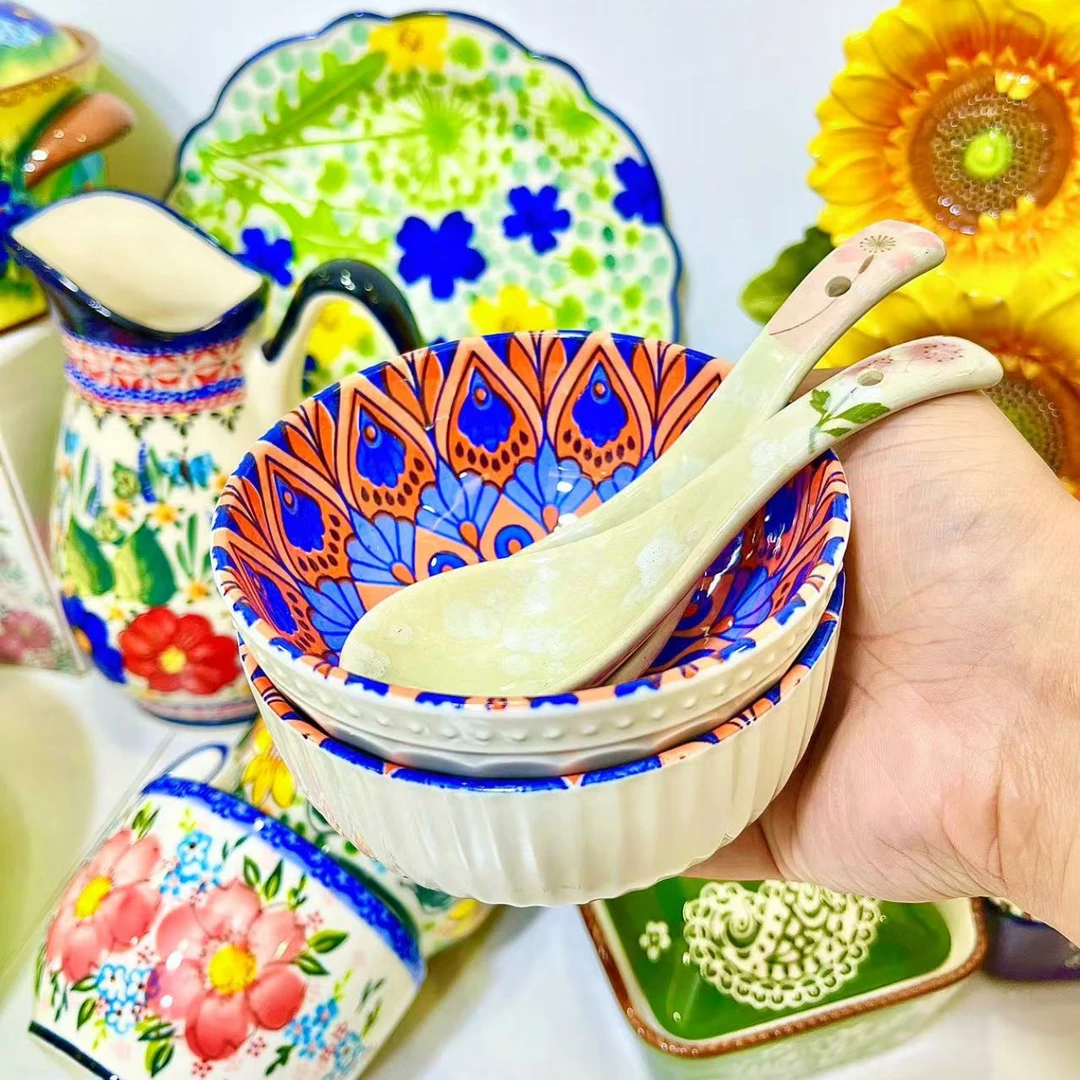 1944波西米亚风孔雀橙4.5英寸米饭碗