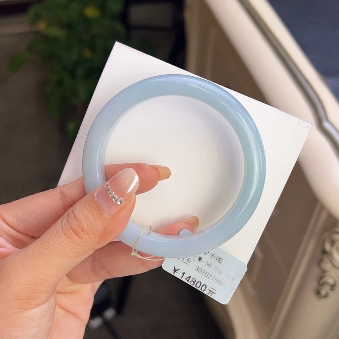 翡翠未镶嵌手镯56梦幻蓝紫