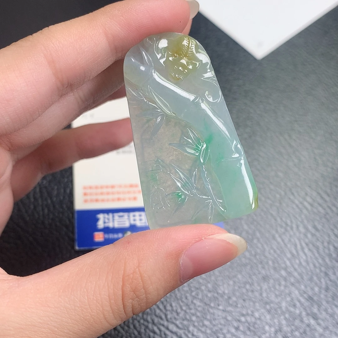 翡翠散珠缅甸天然A货翡翠冰种竹牌