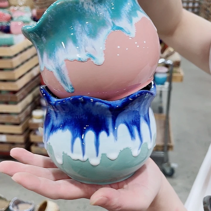 有孔，凑10元包邮陶瓷花盆发货！