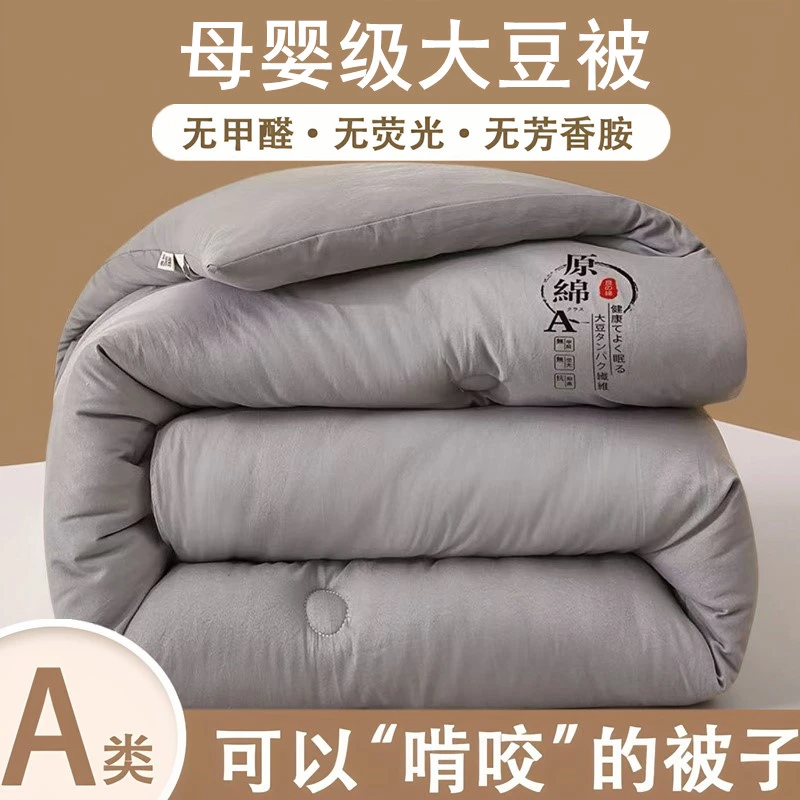 水星高端系列家纺纯棉全棉被子被芯大豆被加厚冬被学生宿舍单人春
