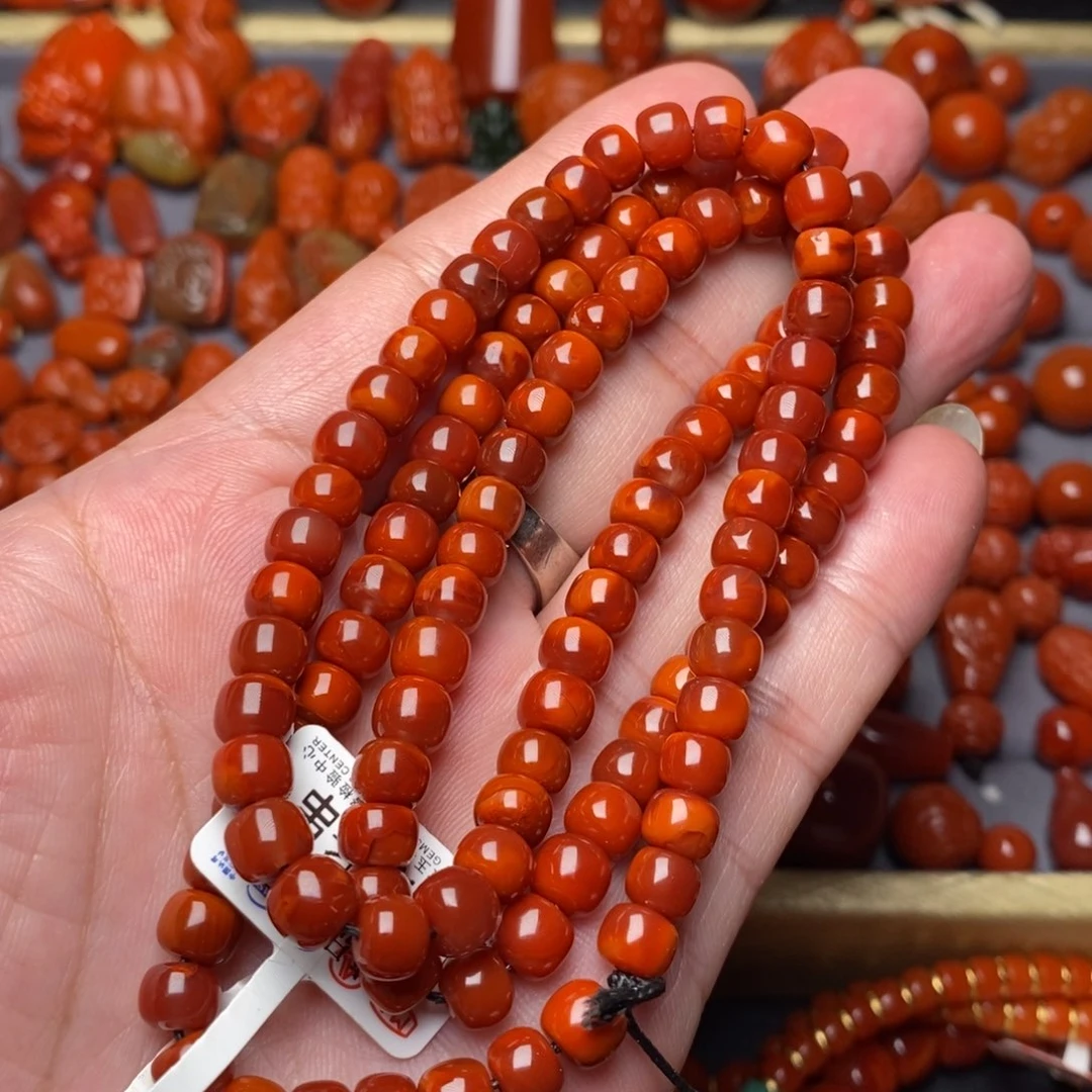 未镶嵌无裂火焰纹手串南红玛瑙