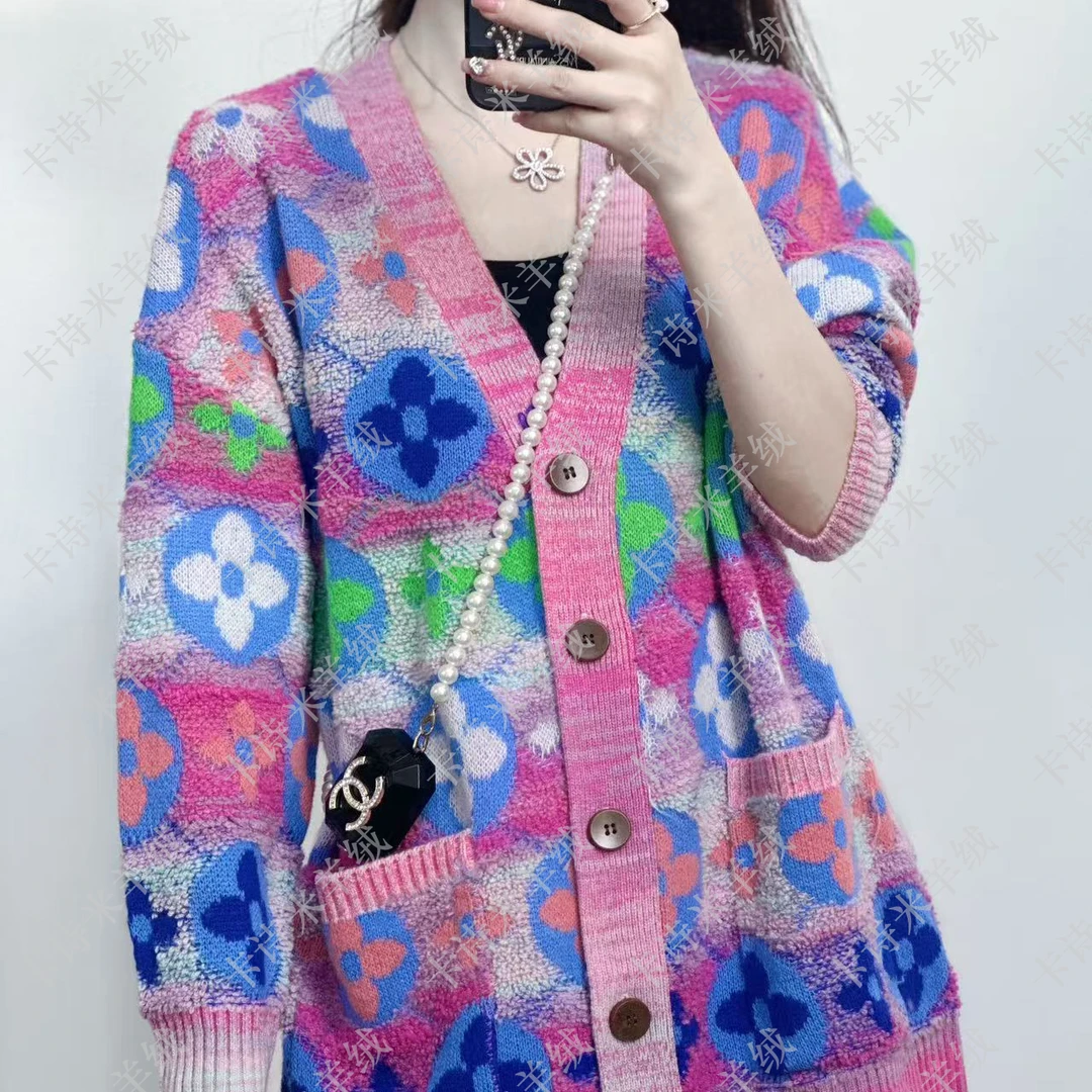 【北寒羊绒】23640四叶草开衫山羊绒100%高定轻奢女款宽松上衣