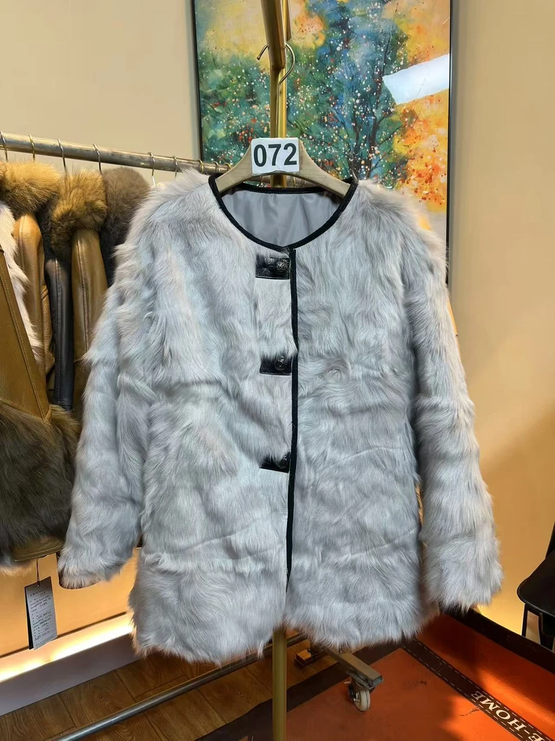 小湖羊真皮真毛女款轻奢时尚皮衣设计师款女士加厚保暖外套