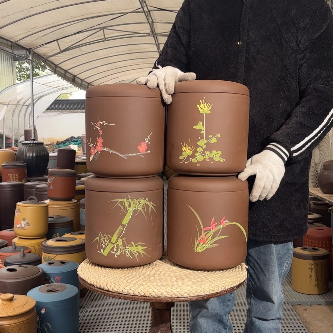 紫砂茶叶罐梅兰竹菊