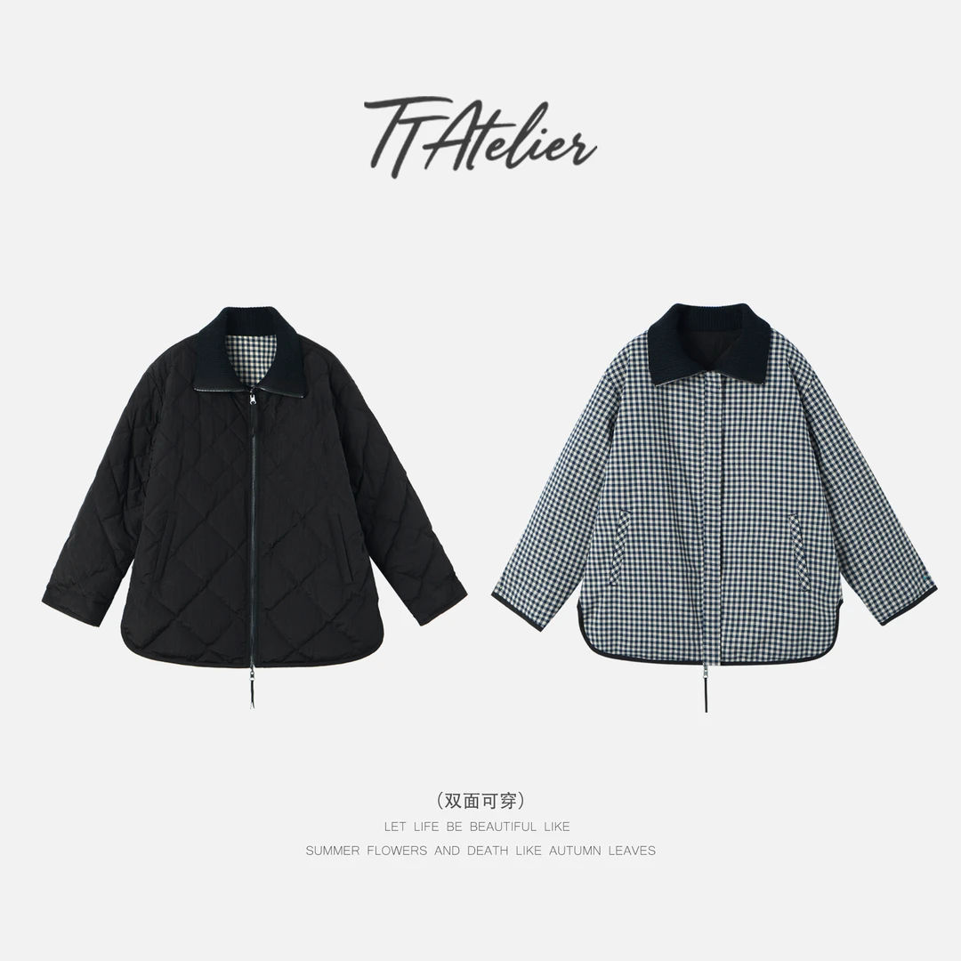 TT设计师【墨画丹青】老钱风复古感时尚白鹅绒羽绒服TT191660