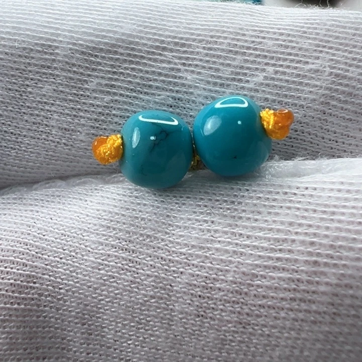 绿松石未镶嵌老型对珠6.8