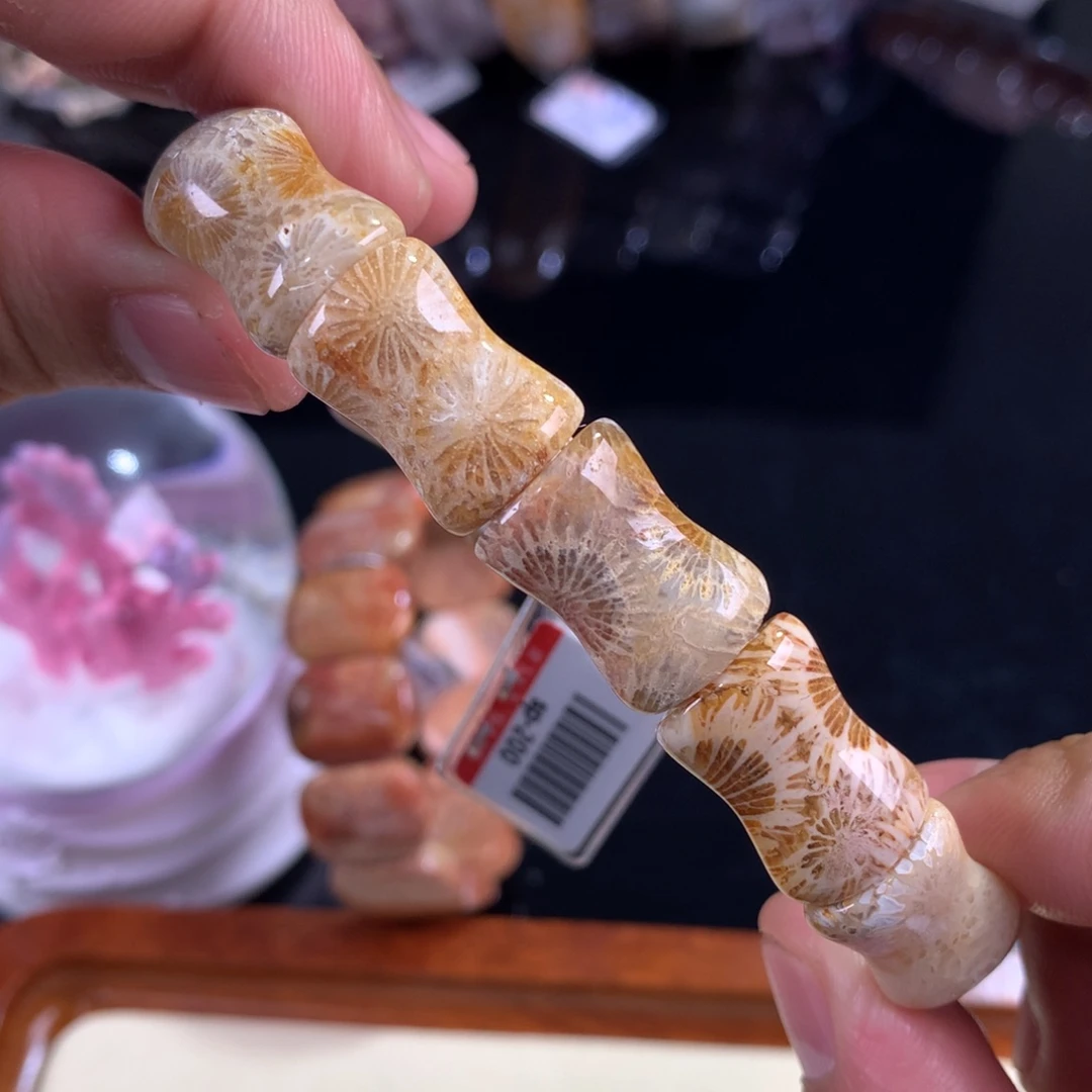 硅化珊瑚（珊瑚玉）未镶嵌吊坠(赠链)71号竹节大花