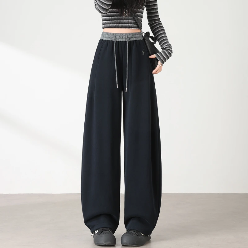 3899弯刀运动裤女秋季2025新款高腰垂感休闲直筒裤宽松显瘦阔腿裤