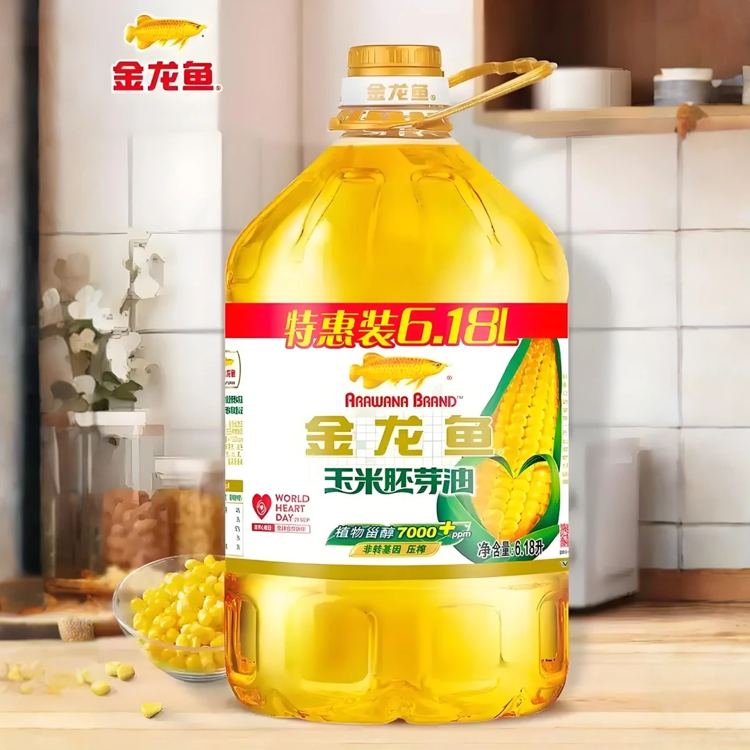 金龙鱼《6.18L*1桶》植物玉米胚芽油非转基因压榨家用烘焙食用油