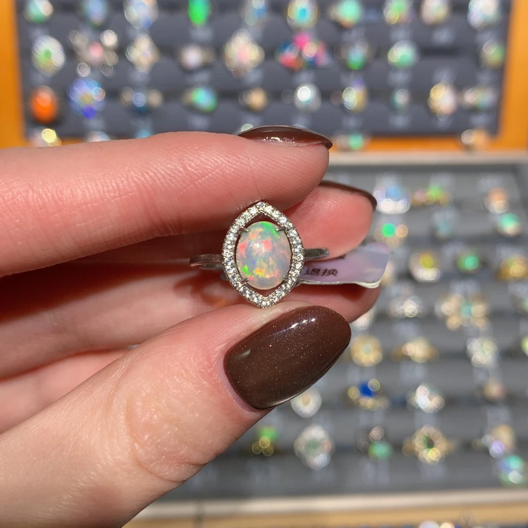 银S925镶嵌欧泊戒指t