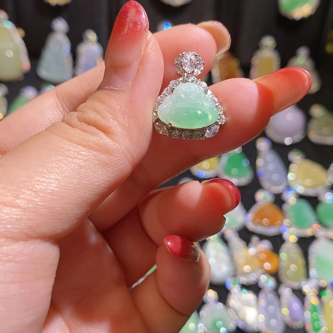 翡翠银S925镶嵌颈饰天然翡翠