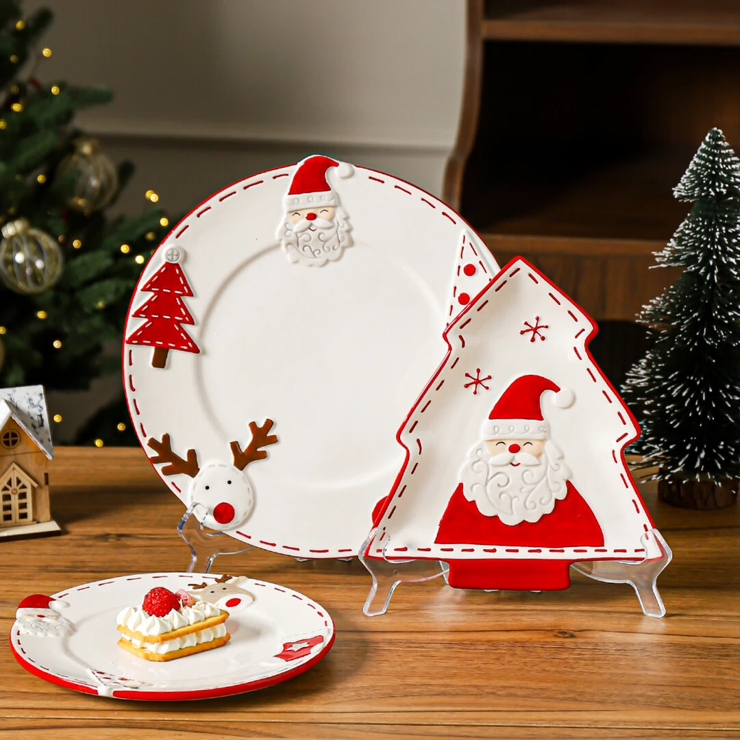川岛屋圣诞主题餐具西餐餐盘家用可爱盘子高级感陶瓷甜品早餐摆盘