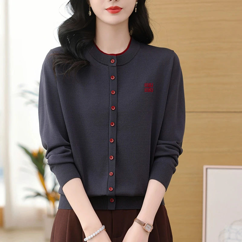 羊毛针织打底衫春秋薄款长袖上衣春装2025年新款女装中年妈妈毛衣