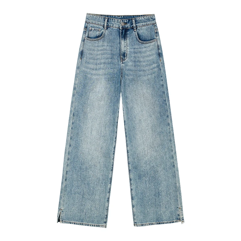 【女乔专属】气质烫钻牛仔直筒裤N3616