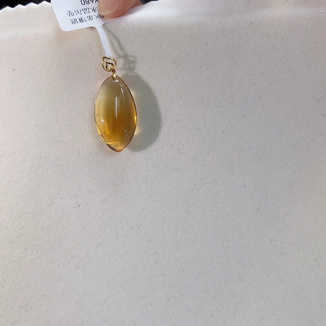 吊坠(不含链)18K金镶嵌黄晶