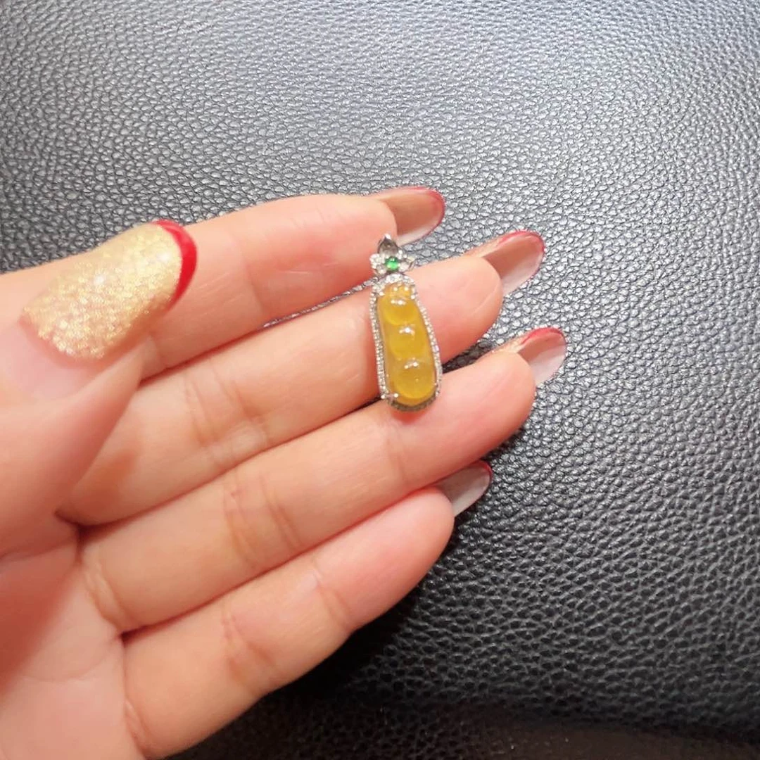 翡翠吊坠(不含链)18K金镶嵌