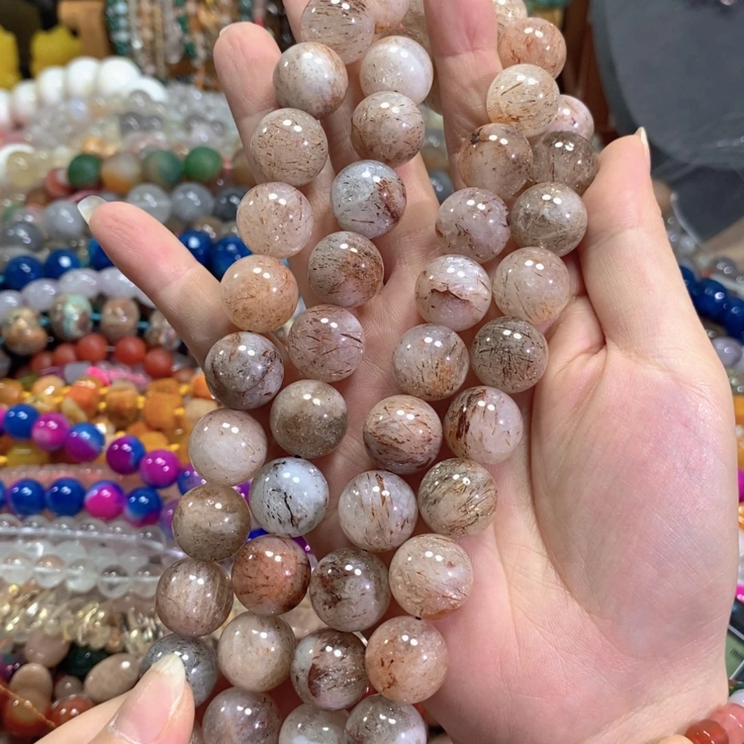 玛瑙/玉髓未镶嵌珠宝半成品黑金超七一条卡16mm