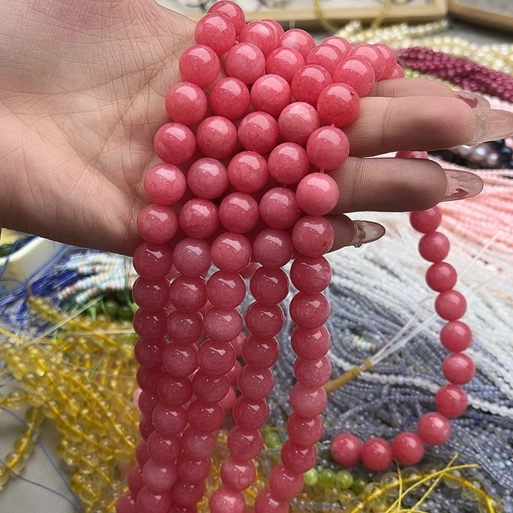 玛瑙/玉髓珠宝半成品未镶嵌一条12mm红纹石