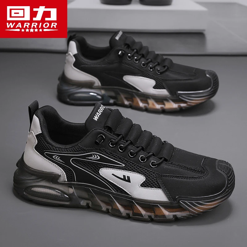 回力运动男鞋夏季透气2025新款黑色休闲鞋子男款百搭男士网面板鞋