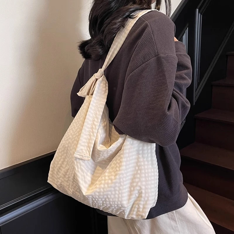 帆布包慵懒风韩系2025新款大容量包包女百搭单肩斜挎包上课托特包