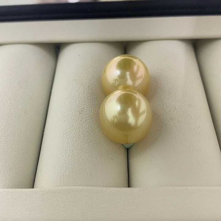 定制海水珍珠未镶嵌裸珠239炫彩金金珠12-13mm