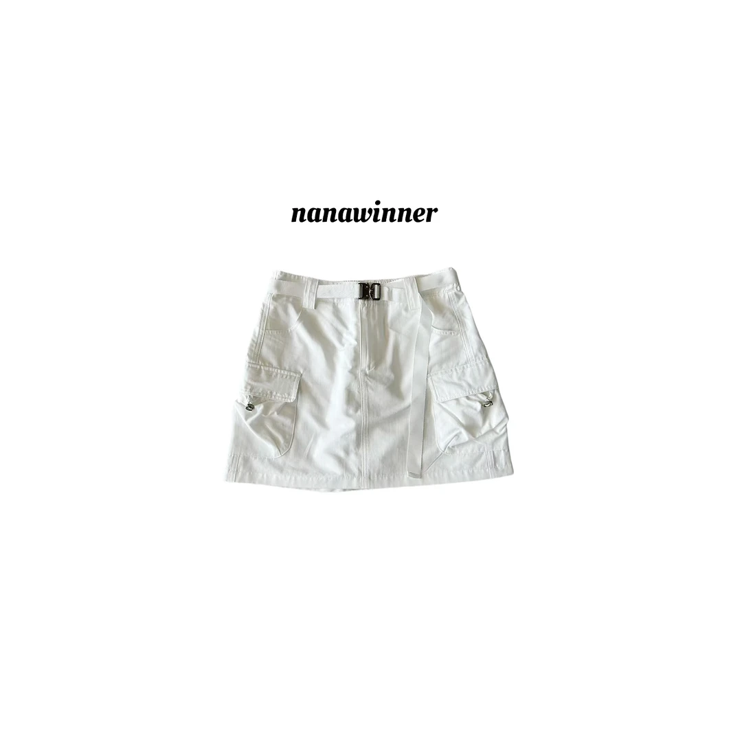 nanawinner【酷飒】日系甜酷街头带腰带打褶口袋工装半身裙