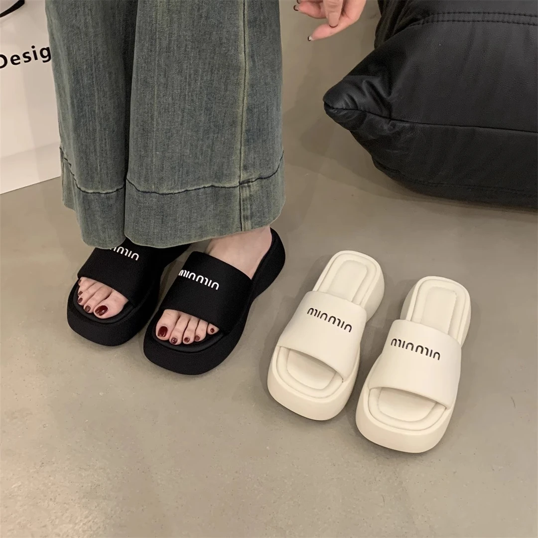 爆款增高厚底凉拖鞋女2025新款夏季外穿配裙子的拖鞋女时尚一字拖