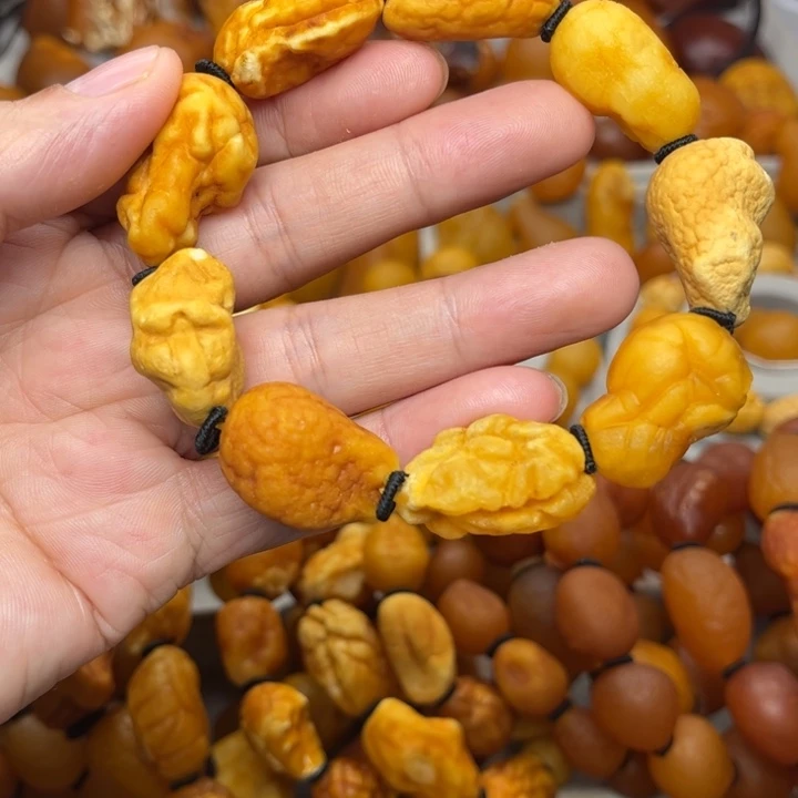 琥珀未镶嵌裸石天然蜜蜡手串