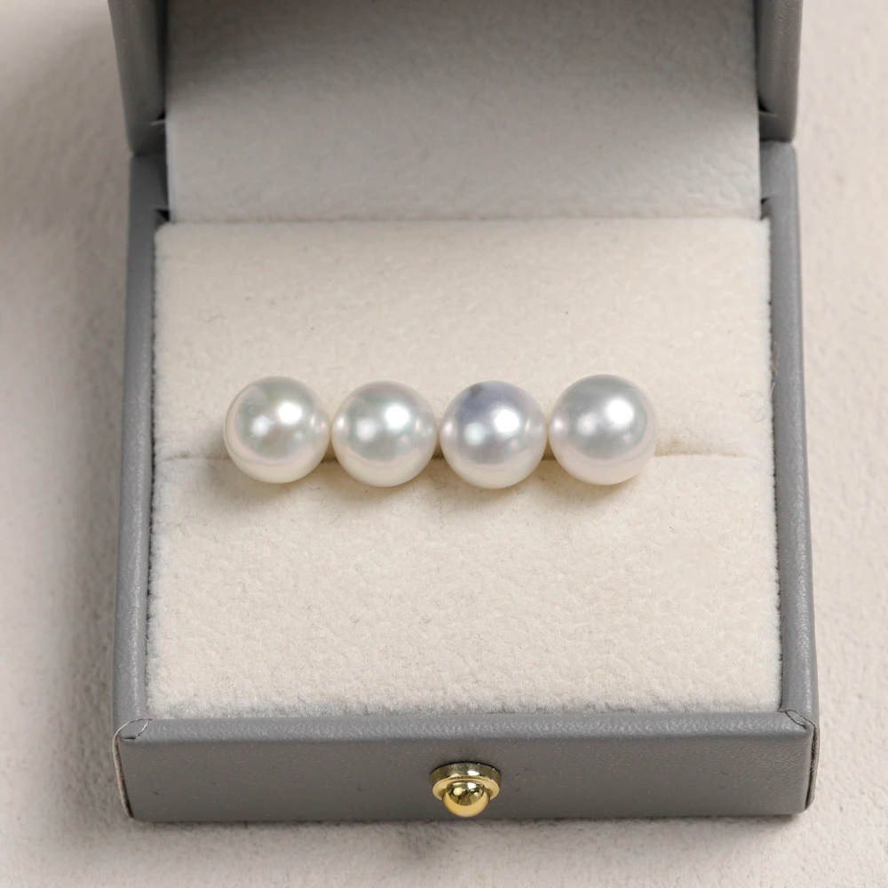 【叭哒不惑】18K金9-10mm澳白珍珠耳钉 多样性发一