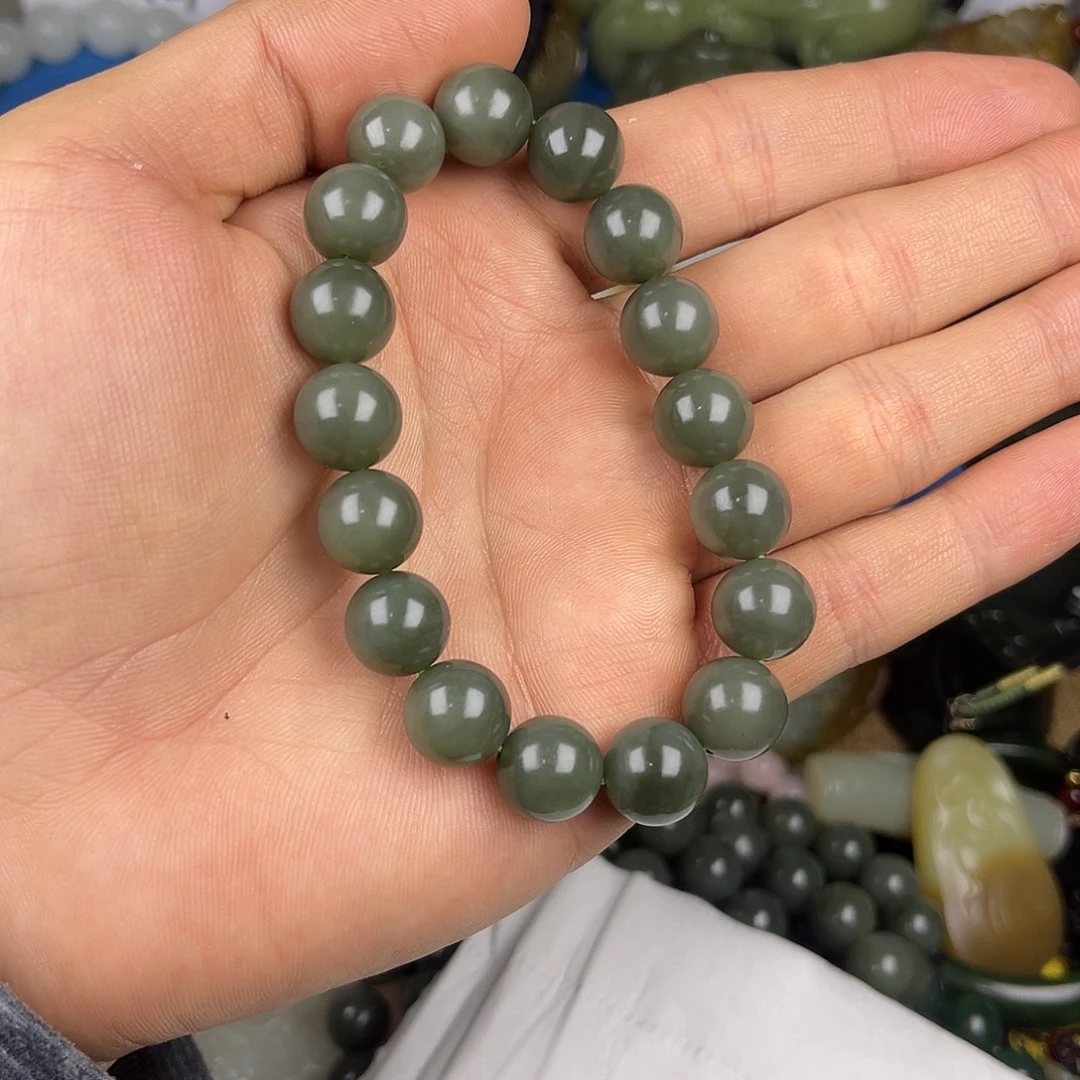 和田玉未镶嵌颈饰新疆和田玉沙枣青1.2