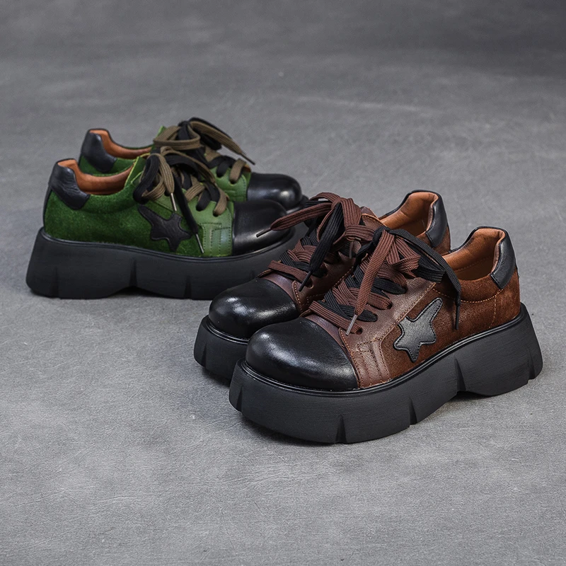 头层牛皮乐福鞋女厚底2025新款秋时尚松糕增高单鞋休闲真皮小皮鞋