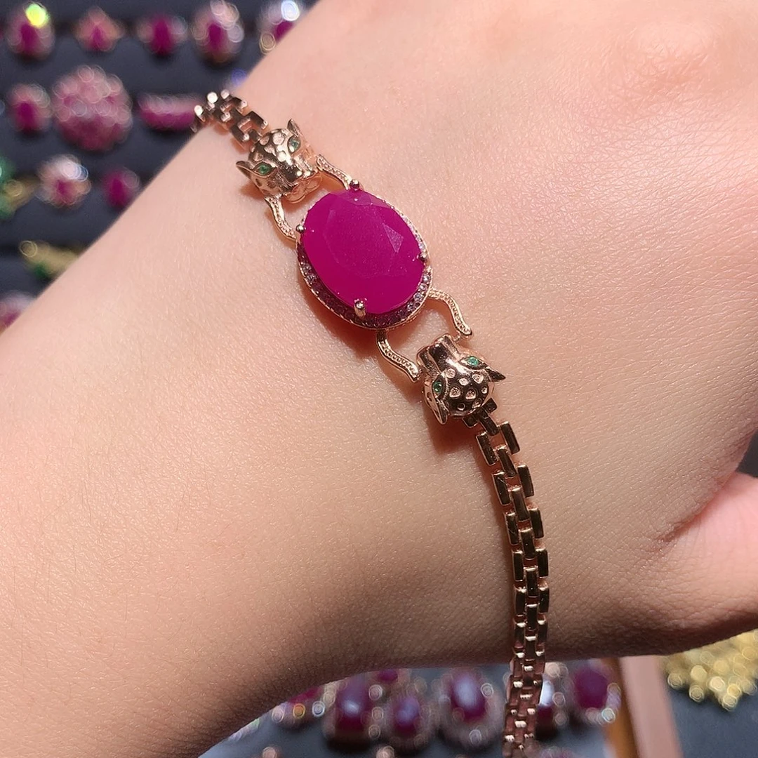 手链银S925镶嵌红宝石