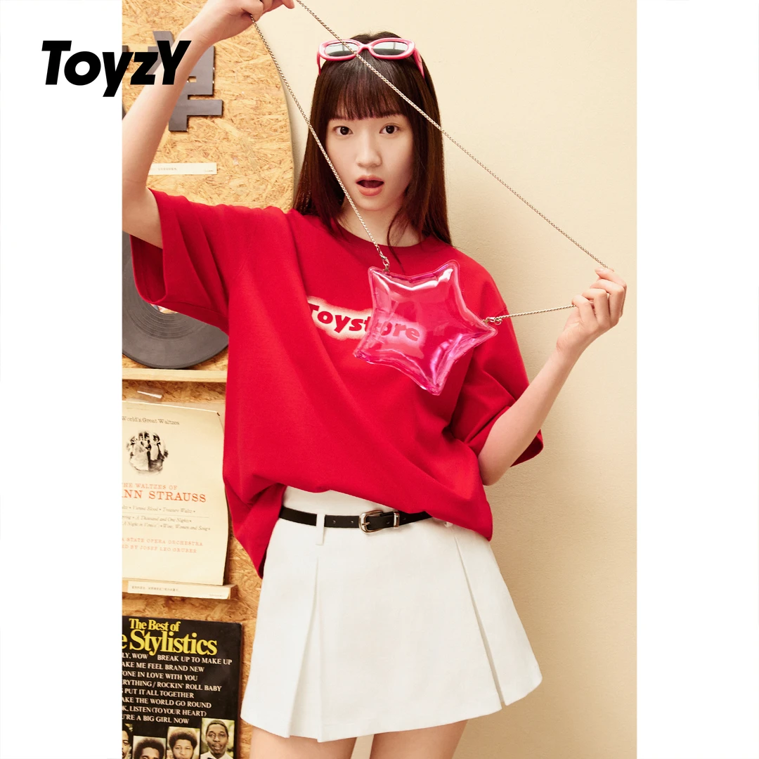 ToyzY25夏新款纯棉字母印花T恤宽松无性别圆领短袖上衣ZC35260100