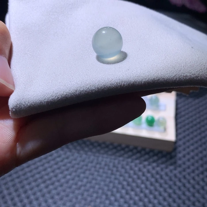 翡翠散珠高冰玻蓝钢单珠卡12
