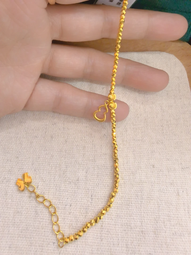 足金999蹦迪珠葫芦滴流手链5G黄金手链精致百搭黄金手链4060