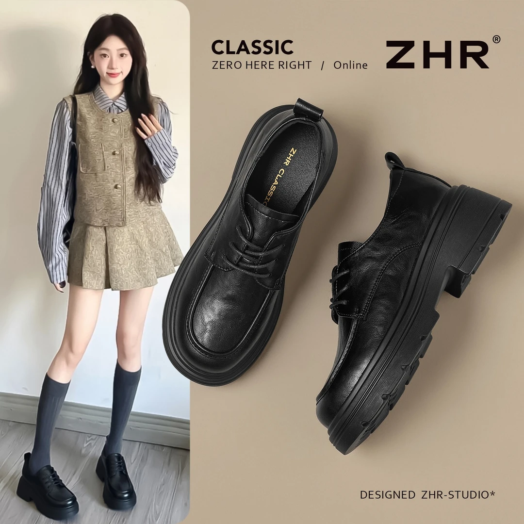 ZHR/则则黑色乐福鞋2025秋季新款厚底通勤英伦风小皮鞋软底单鞋