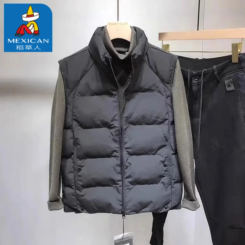Mexican/稻草人秋冬百搭马甲男款简约外套保暖宽松潮流痞帅男装