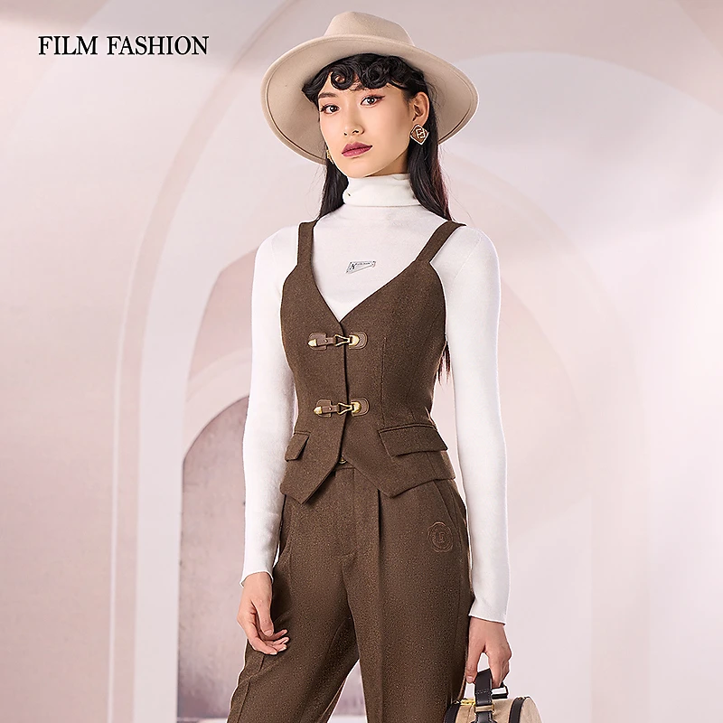 一电影一时装新款短款马甲无袖马夹气质休闲时尚显瘦  FEAG145651