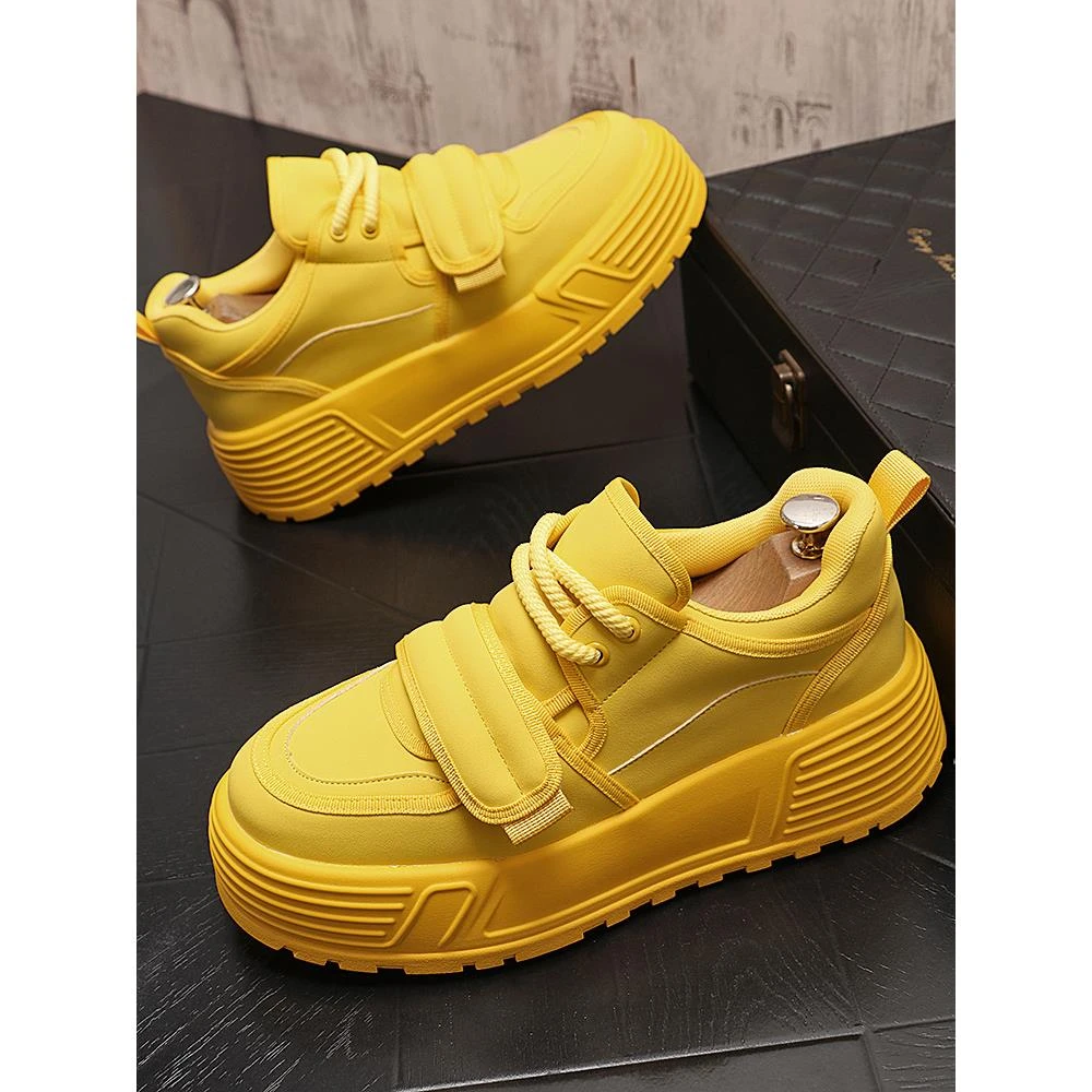 流行男鞋子厚底时尚休闲鞋新款百搭小白鞋青年系带板鞋松糕鞋