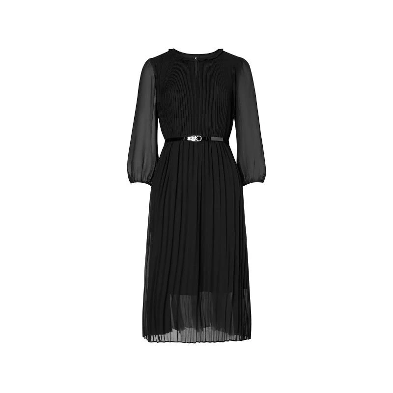 C1-1417【珂莱】春季新款 法式收腰气质优雅中长连衣裙女