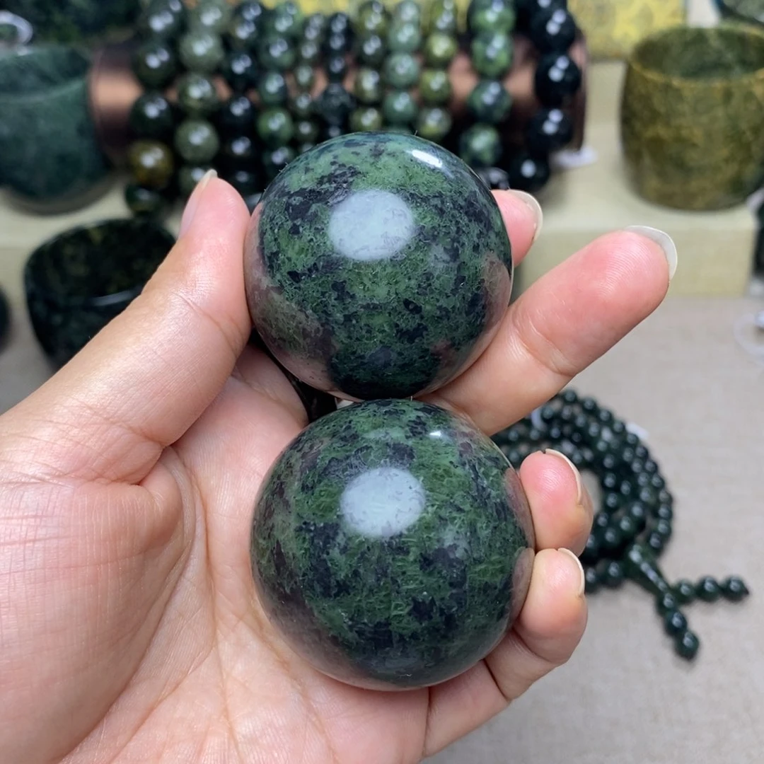 法***然蛇纹石玉未镶嵌手球