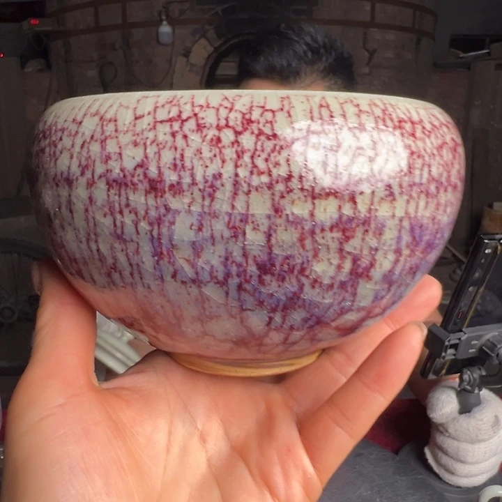 黄***）钵牛家钧窑牛自恒老师钧瓷壶书法钵