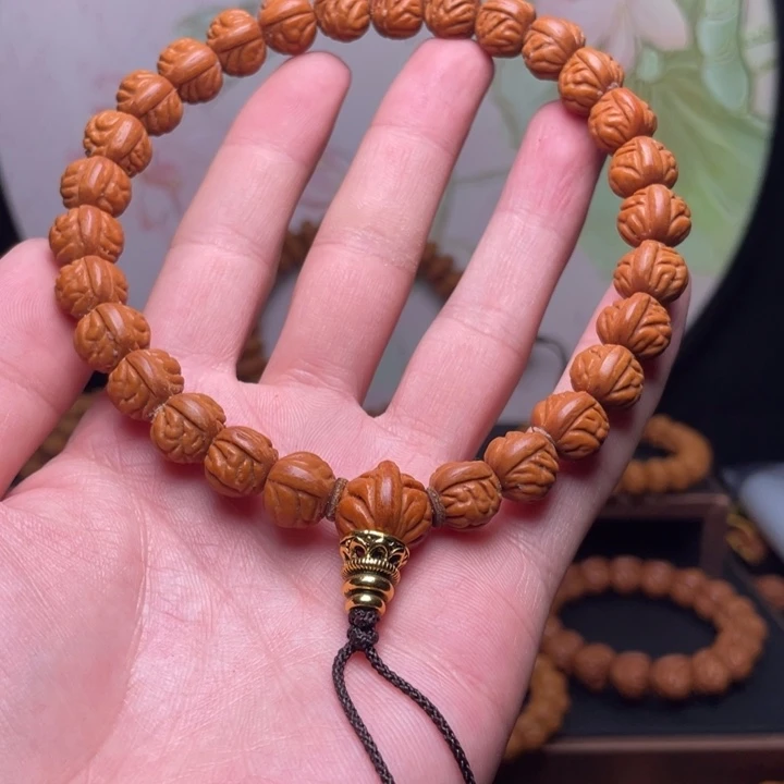 桃核手串12金蟾手持