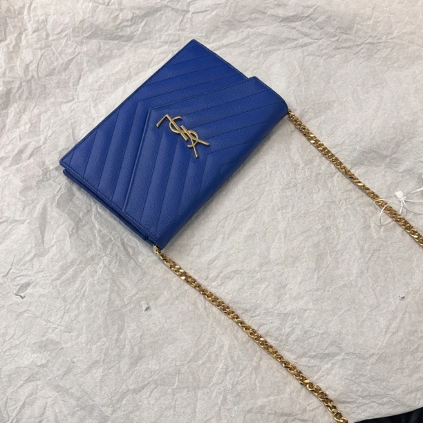 95新 YSL/圣罗兰 ysl信封包蓝色/JM