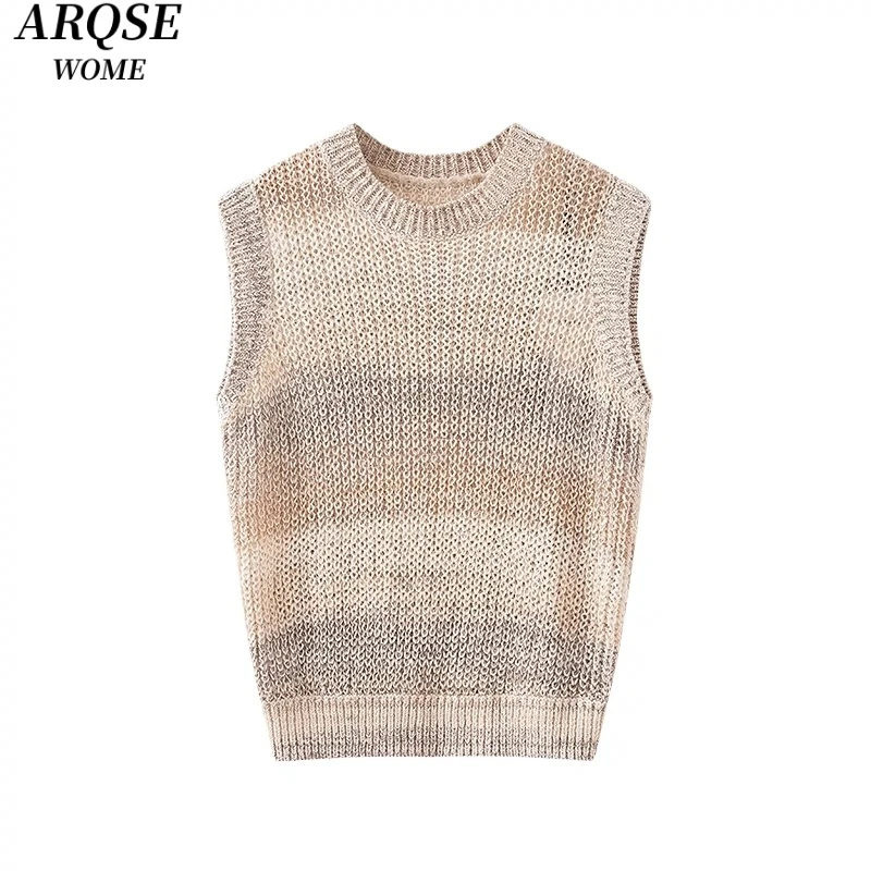 艾诺丝致予商场同款2024夏季镂空无袖背心针织衫上衣女8159