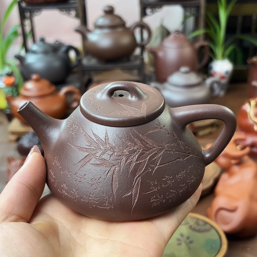 茶壶紫砂子冶石瓢老紫泥200cc