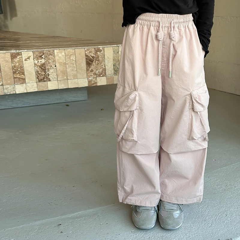 【初秋单裤】儿童口袋工装裤中大小男女童休闲时髦长裤25A029