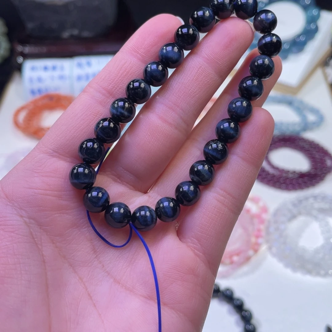 未镶嵌手链水晶闪电蓝虎眼石单圈8mm