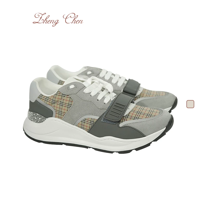 男士休闲时尚典藏Vintage格纹棉质潮流运动鞋95238